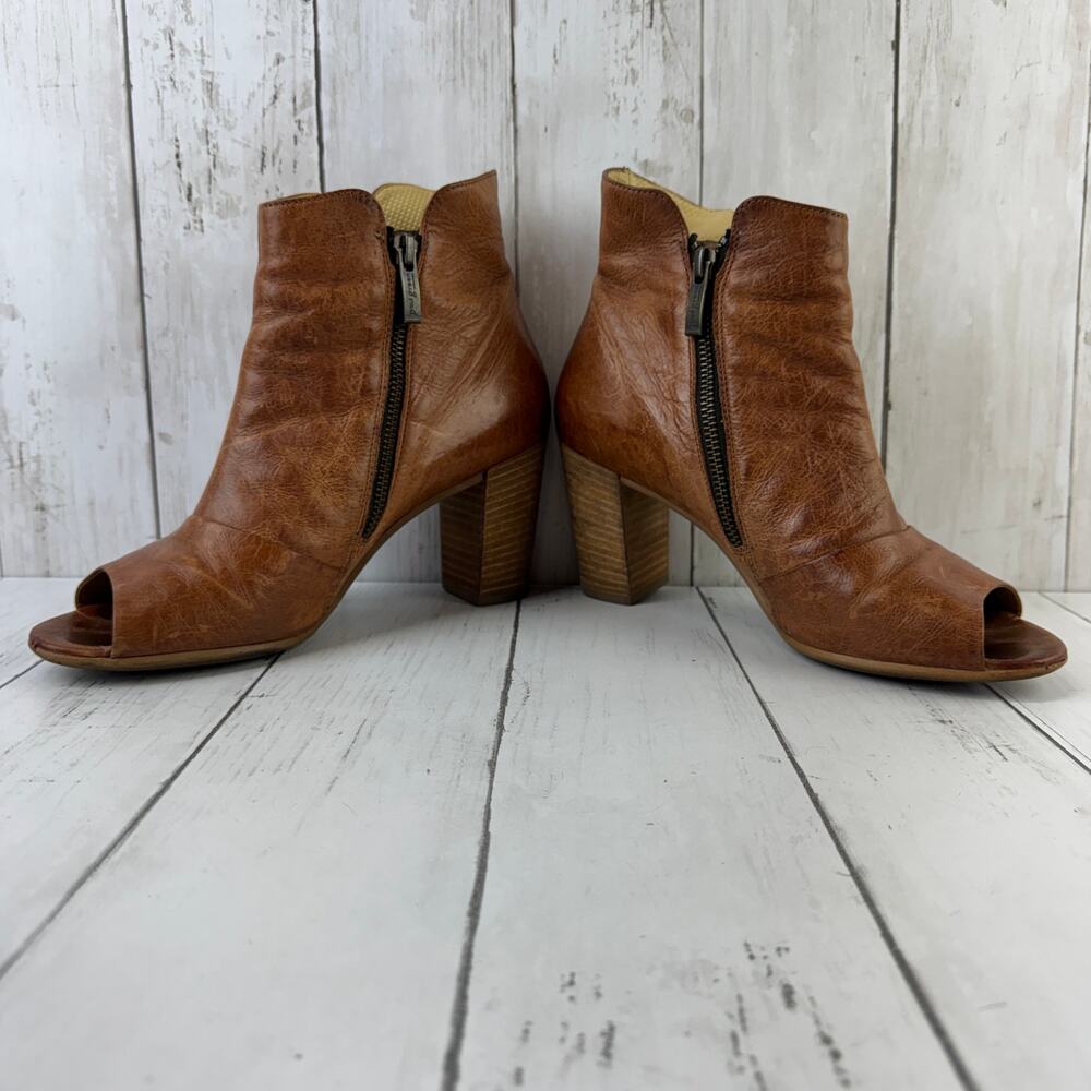 Paul Green Brown Bellini Peep Toe Bootie Distressed Leather Ankle Boot Size 8 - Picture 5 of 15